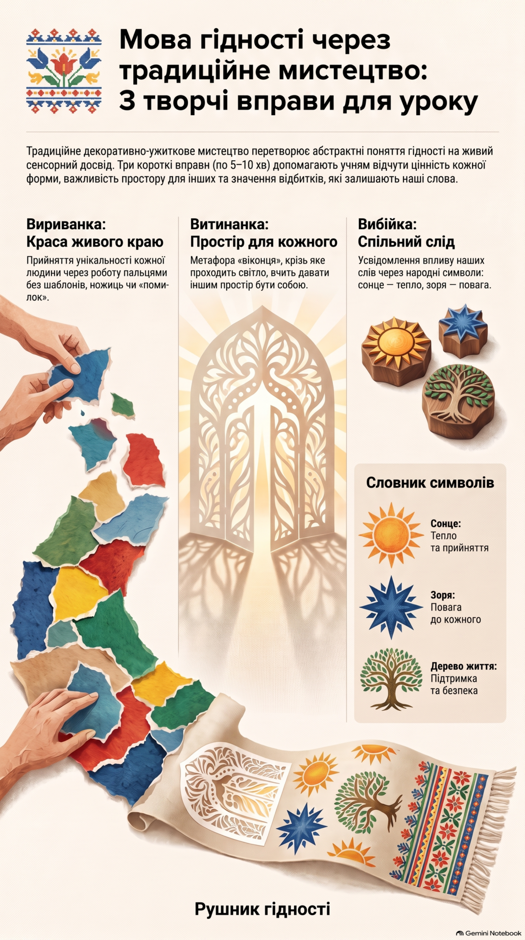 Три творчі вправи: вириванка, витинанка, вибійка